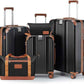 Luggage Set 3 Piece with Cup Holder,Hardshell TSA Lock Spinner Wheels Carry on Lightweight Suitcase，Hook and YKK Zippers for Valentine Gifts(Black, 5 piece sets(20/24/28/DB/TB))