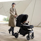 Tinyiota Baby Stroller, Infant Stroller with Large UPF 50+ Canopy,Luxury Pram Strollers with Leather Handle & Spacious Seat, One-Hand Foldable Pushchair, Toddler Carriage with Lie-Flat Mode(Black)