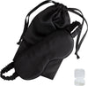 Mulberry Soft Silk Eye Mask for Sleeping with Ear Plugs & Luxury Bag - Cooling Night Eye Covers Sleep Face Mask for Women - Blindfold Travel Eye Mask Blocking Out Light - Black