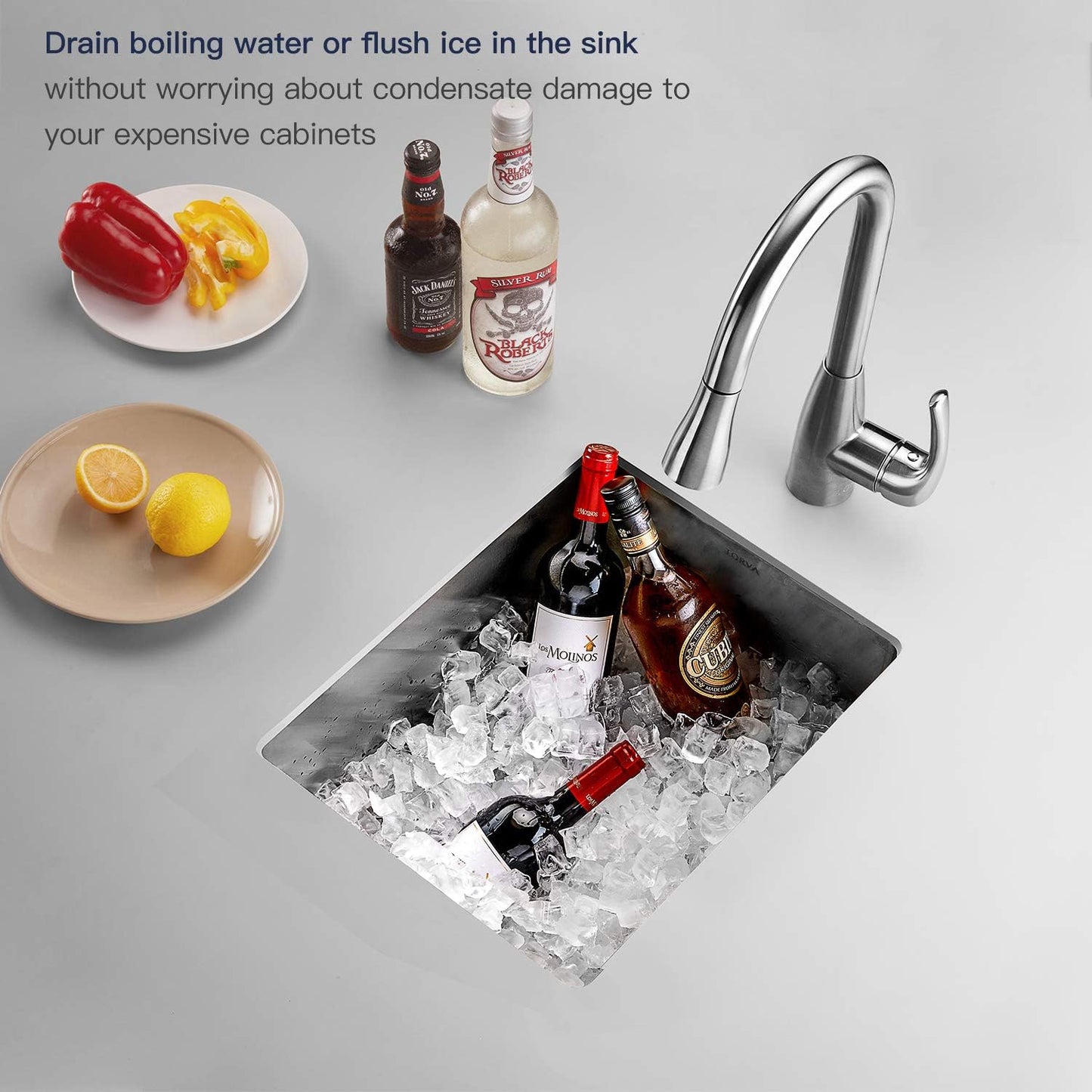 TORVA 13 x 15 Inch Undermount Kitchen Sink, Premium 304 Stainless Steel Bar Sink - 8 Inches Deep Basin Single Bowl Sink