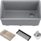 KRAUS Kitchen Sink Bellucci 29” Undermount Workstation Granite, Metallic Gray, Accessories, KGUW2-30MGR