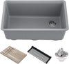 KRAUS Kitchen Sink Bellucci 29” Undermount Workstation Granite, Metallic Gray, Accessories, KGUW2-30MGR