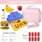 NOL Kids Lunch Bag - Kids 3+ Reusable Insulated Lunch Box with Zipper Closure Buckle Handle Adjustable Long Shoulder Strap, Easy-Clean Waterproof Fabric, Children Lunch Tote Bag for School -Pink