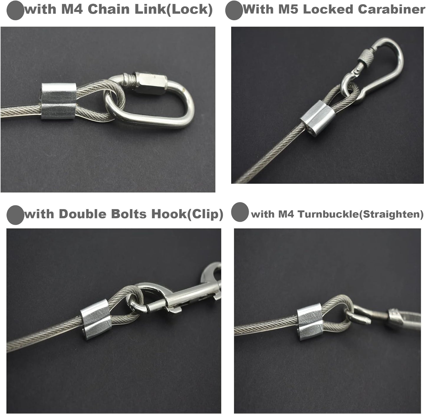 10 Pcs 5mm Wire 12 inch Vinyl Coated Stainless Steel Cable with Loops Short Wire Rope Lanyard Lock Security Chain Link for Outdoor Gates, Clear(5mm x 12 inch)