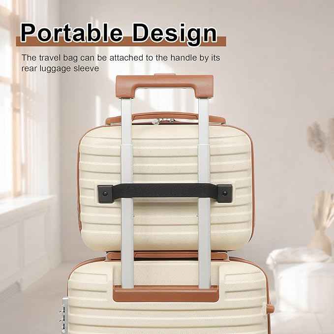 Joyway Luggage Set 3 Piece Suitcase Sets with Spinner Wheel,Hardside Expandable Travel Laggage with TSA Lock (13/20/24/28 White brown