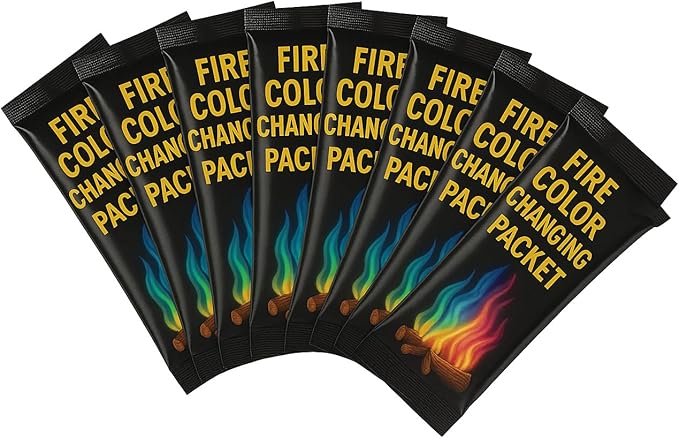 Magic Campfire Fire Color Changing Packets – 12 Pack (25g Each) – Rainbow Magical Flames for Fire Pits, Bonfires, Fireplaces – Indoor & Outdoor Use – Camping Accessory for Wood Fires