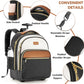 Small Rolling Backpack for Women, Lightweight Travel Backpack with Wheels, Roller Backpacks for Adults, Water Resistant Rolling Laptop Bag, Wheeled Underseat Carry On Luggage, Beige Brown