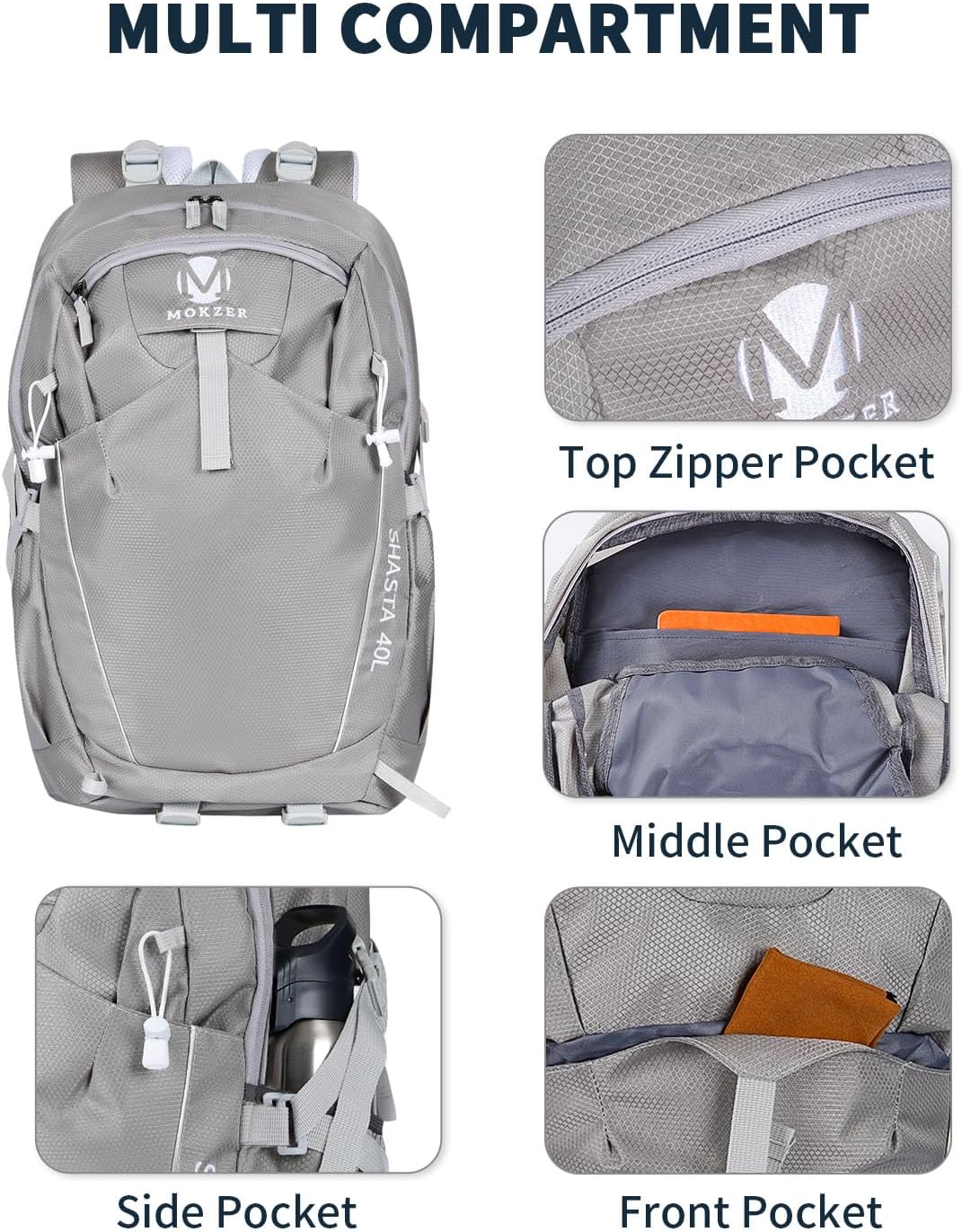 Hiking Backpack 40L Lightweight Waterproof Daypack for Men Women Outdoor Camping Mountaineering Trekking Travel Bag - Roamly