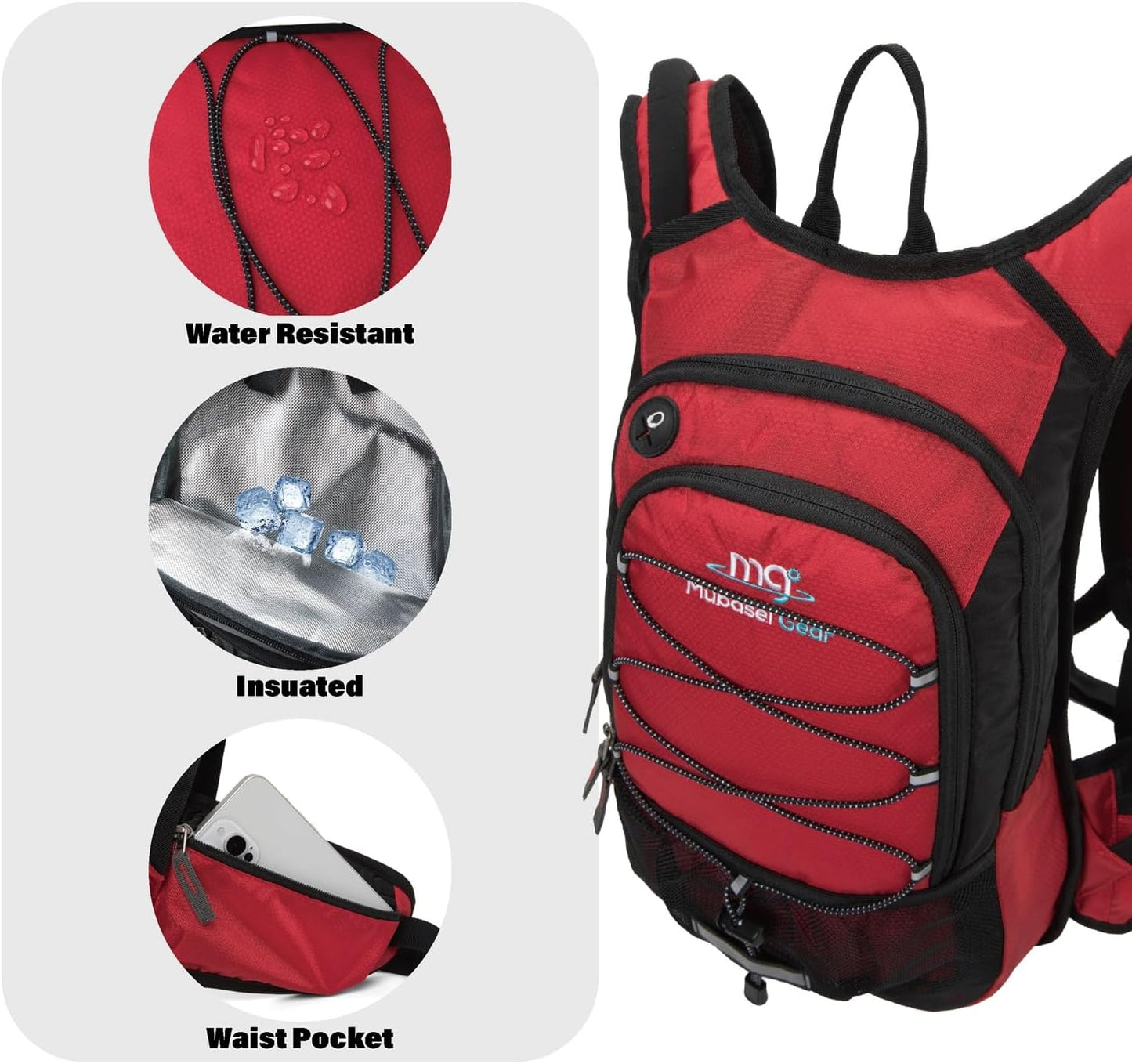 15L Insulated Hydration Backpack Pack with 2L Water Bladder Lightweight Hiking Backpack Bag for Women Men Daypack for Hiking Running Festival Camping Biking - Roamly