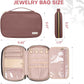 Jewelry Travel Case Organizer for Necklaces, Earrings, Rings, Bracelet, Watch, Soft Sided, Red Sandalwood