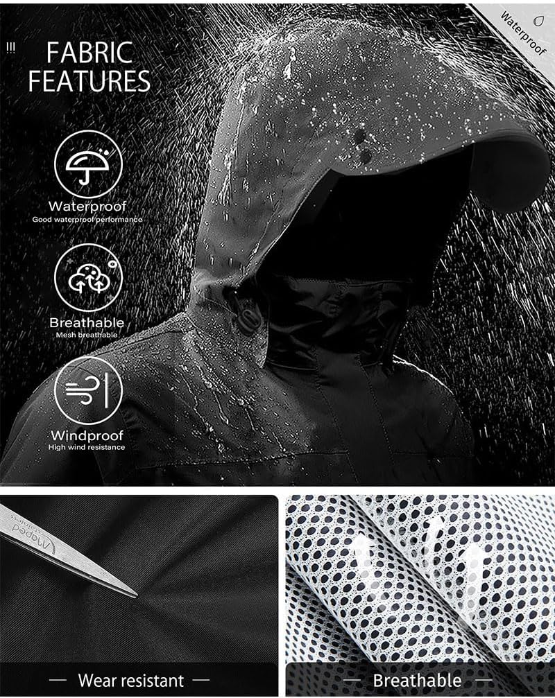 iCreek Rain Suit Waterproof Jacket with Pants 2 Pieces Breathable Lightweight Packable Raincoat with Hooded Rain Gear Unisex