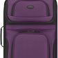 U.S. Traveler Lightweight Rolling 20" Carry On Luggage Softside Suitcase, Purple, 2 Wheel Single