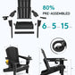 SERWALL HDPE Folding Adirondack Chair with Dual Cup Holder - Composite Adirondack Chair - Black