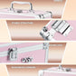 Qislee Makeup Box with A Detachable Lighted Mirror, Waterproof Travel Train Case, Cosmetic Organizer and Makeup Suitcase with Adjustable Dividers, Magnetic LED Mirror(Icy Pink)