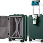 mixi Carry On Luggage with Cup Phone Holder and Charger Hard Shell Suitcases with Spinner Wheels,20 Inch Blackish Green