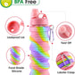 Collapsible Water Bottle for Adults, Boys, Students, Kids, Reusable Silicone Foldable Water Bottles for Travel Camping Hiking Sports,Leak-Proof Portable Sports Water Bottle (Pink & Blue)