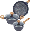 3-Piece Nonstick Pots and Pans Set with Lids, Includes 10.25 Inch Frying Pan 1.5Qt Saucepan and 2.2Qt Stock Pot, PFOA Free Dishwasher Safe Induction Compatible Family Cookware, Black