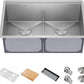 KRAUS Kore Workstation 30-inch Undermount 16 Gauge Stainless Steel Kitchen Sink, Double Bowl Kitchen Sink with Accessories, KWU112-30
