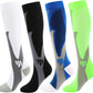 Kickticks 4 Pairs Compression Socks for Woman & Man Unisex 20-30mmHg Knee high Plus Size Wide Calves for Flying Running…