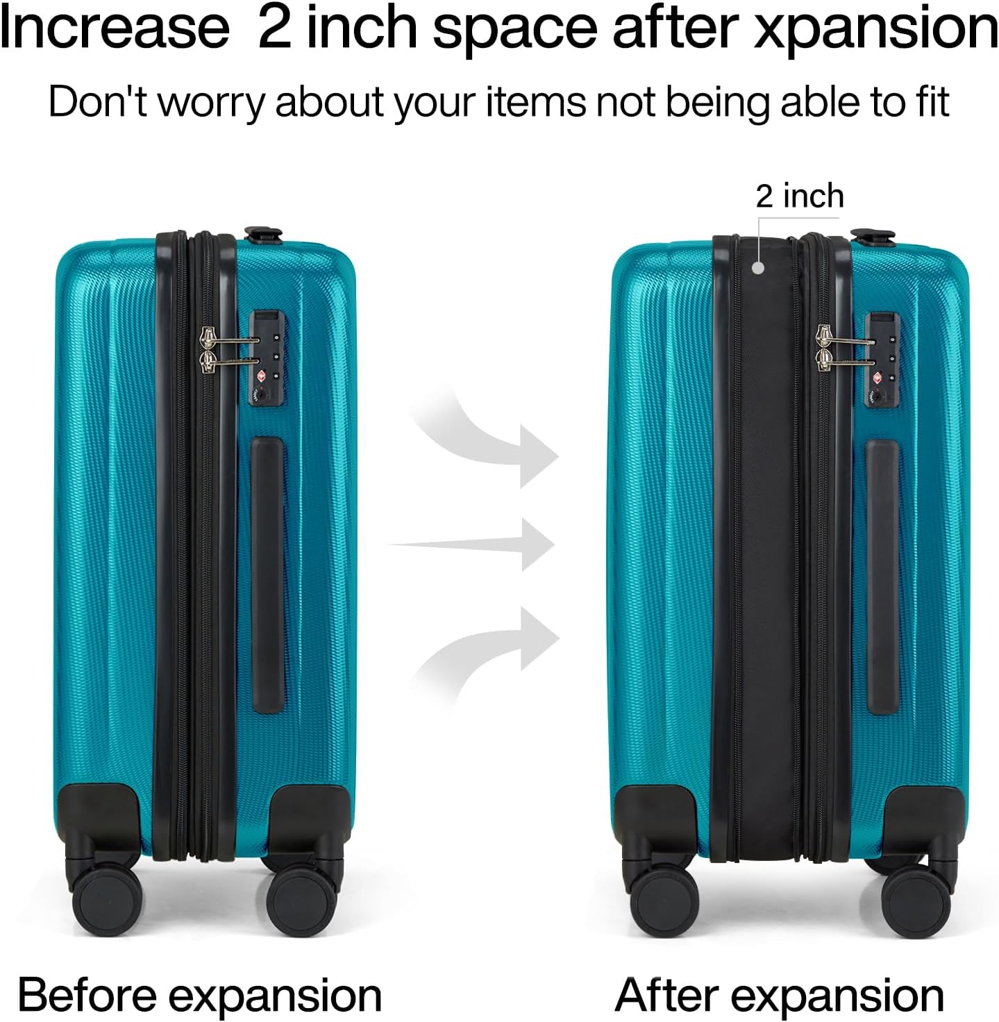 Hanke 29 Inch Expandable Checked Luggage Lightweight PC Hard Shell Luggage Suitcases with Wheels Tsa Luggage Rolling Large Suitcase Travel Luggage Bag for Study Abroad.(Caribbean Blue) - Roamly