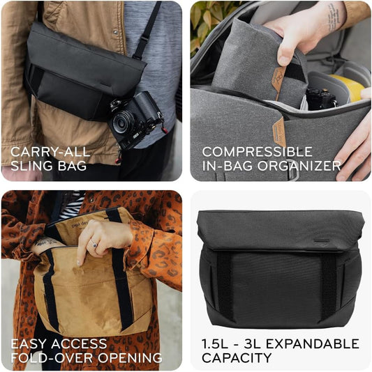 Peak Design Field Pouch V2, Eclipse, 2-in-1 Organizer and Sling Bag, Adjustable Shoulder Strap and Integrated Belt Loops, Weatherproof Nylon Canvas, Organizer Pouch or Carry Bag for Men and Women