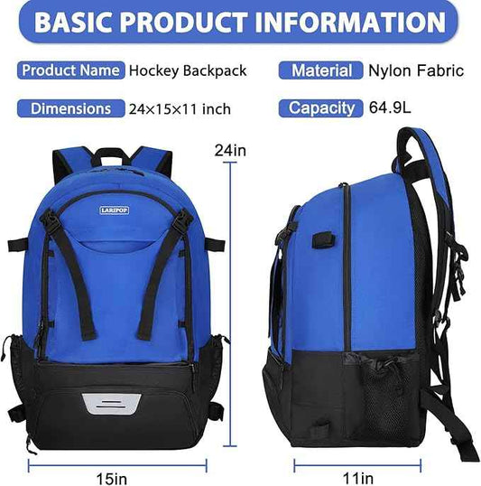 LARIPOP Lacrosse Bag Extra Large Backpack with Stick Holders & Helmet Compartment for Men Women Youth