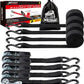 XSTRAP STANDARD Ratchet Tie Down Straps 4 Pk 10 Ft- 300 Lbs Load Cap- 900 Lbs Break Strength-Cargo Straps for UTV, ATV, Pickup,Truck, Moving Appliances, Lawn Equipment, Black