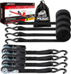 XSTRAP STANDARD Ratchet Tie Down Straps 4 Pk 10 Ft- 300 Lbs Load Cap- 900 Lbs Break Strength-Cargo Straps for UTV, ATV, Pickup,Truck, Moving Appliances, Lawn Equipment, Black