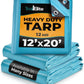 Tarps Heavy Duty Waterproof 12x20-12 mil Thick Camping Tent - Blue Tarp 12x20 UV Resistant, Rip & Tear Proof with Metal Grommets – Multipurpose Use for Camping, Tent, Boat, RV, Car, & Pool Cover