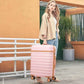 UKEIN Luggage Sets 3 Piece, Carry On Luggage 20In With Spinner Wheels,PC Hardside Suitcase Set with TSA Lock,Durable Carry On Suitcase With Travel Backpack for Men (Pink, 3 piece set (20inch))