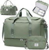 Extra Large Travel Duffle Bag,Carry on Overnight Bag with Shoes Compartment,Weekender Bags for Women for Travel Business Trips Sport Hospital,3 Pcs Set,Green