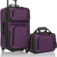 U.S. Traveler Rio Fabric Expandable Carry-on Luggage, Rolling Suitcase, Purple, 2 Wheel Set