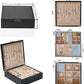 2-layer jewelry box，Jewelry Organizer with Handle，with hanging necklace hooks, detachable jewelry trays, suitable for storing a large amount of jewelry gift box (Large-Black)