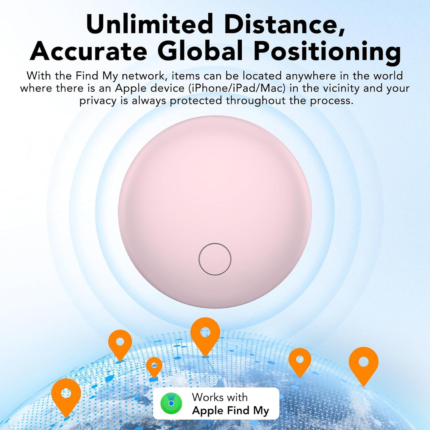 Air Tracker Tags 2-Pack, Item Finders Work for Apple Find My APP(iOS Only) Tracker Tags for Keys, Luggage, Backpack etc,Replaceable Battery, IP67 Waterproof with Holder Keychain, Pink and Light Purple