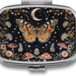 Metal 2 Compartment Pill Organizer Travel Friendly Portable Compact Pill Box Cute Pill Case,for Pocket Wallets Daily Portable Medicine Vitamin Tablet Storage (Butterfly)