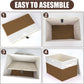 Large 22 Quart Linen Fabric Foldable Storage Bin Cube Organizer Basket with Flip-Top Lid & Handles, Clothes Blanket Box for Home, Office, Closet, Brown & White, 4 Pack 14.6 x 9.5 x 9.5