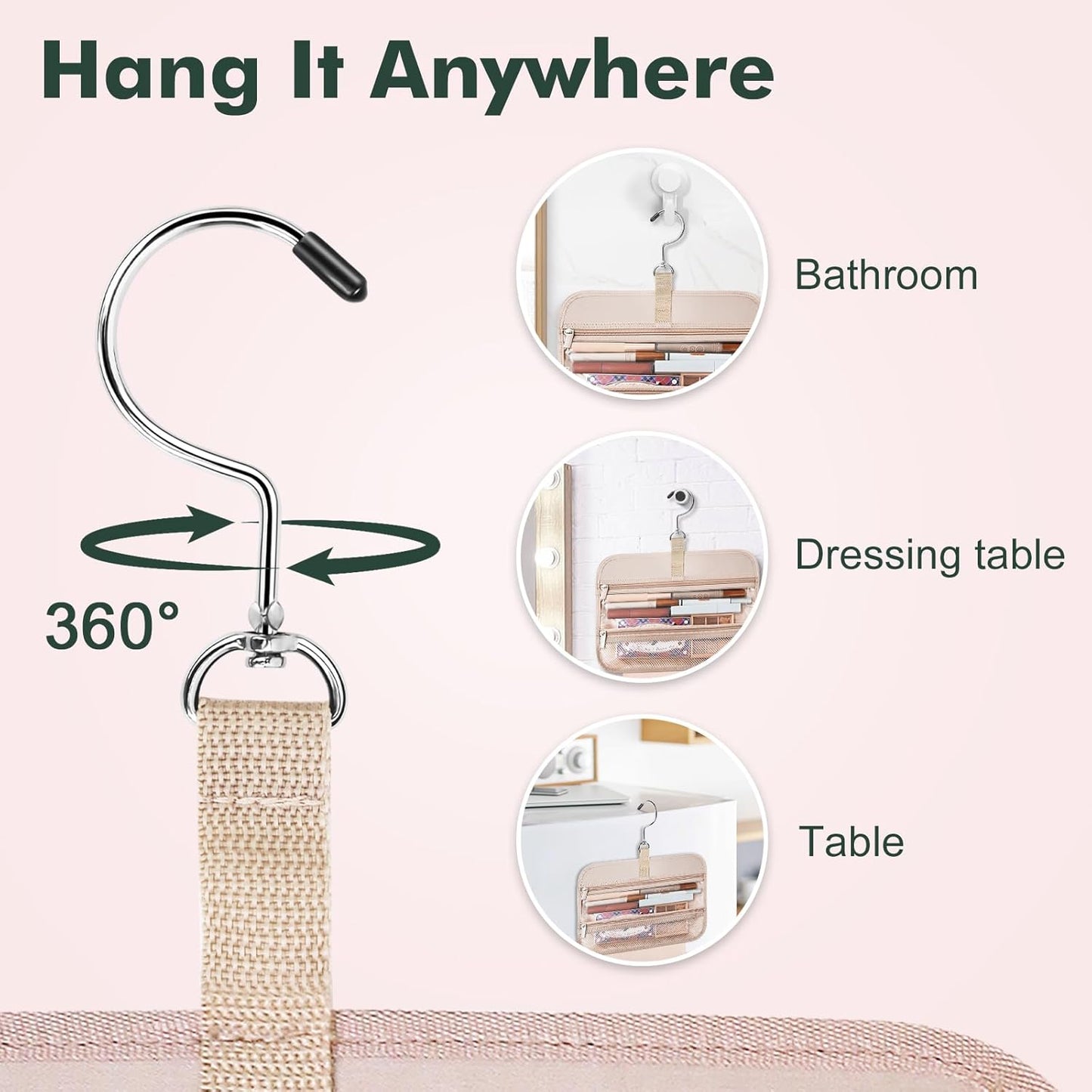 Wedama Toiletry Bag for Women, Large Cosmetic Travel Bag, Hanging Toiletry Bag for Bathroom, Thickened PVC Waterproof Travel Makeup Bag, Toiletries Bag for Travel Business Trips and Camping - Roamly