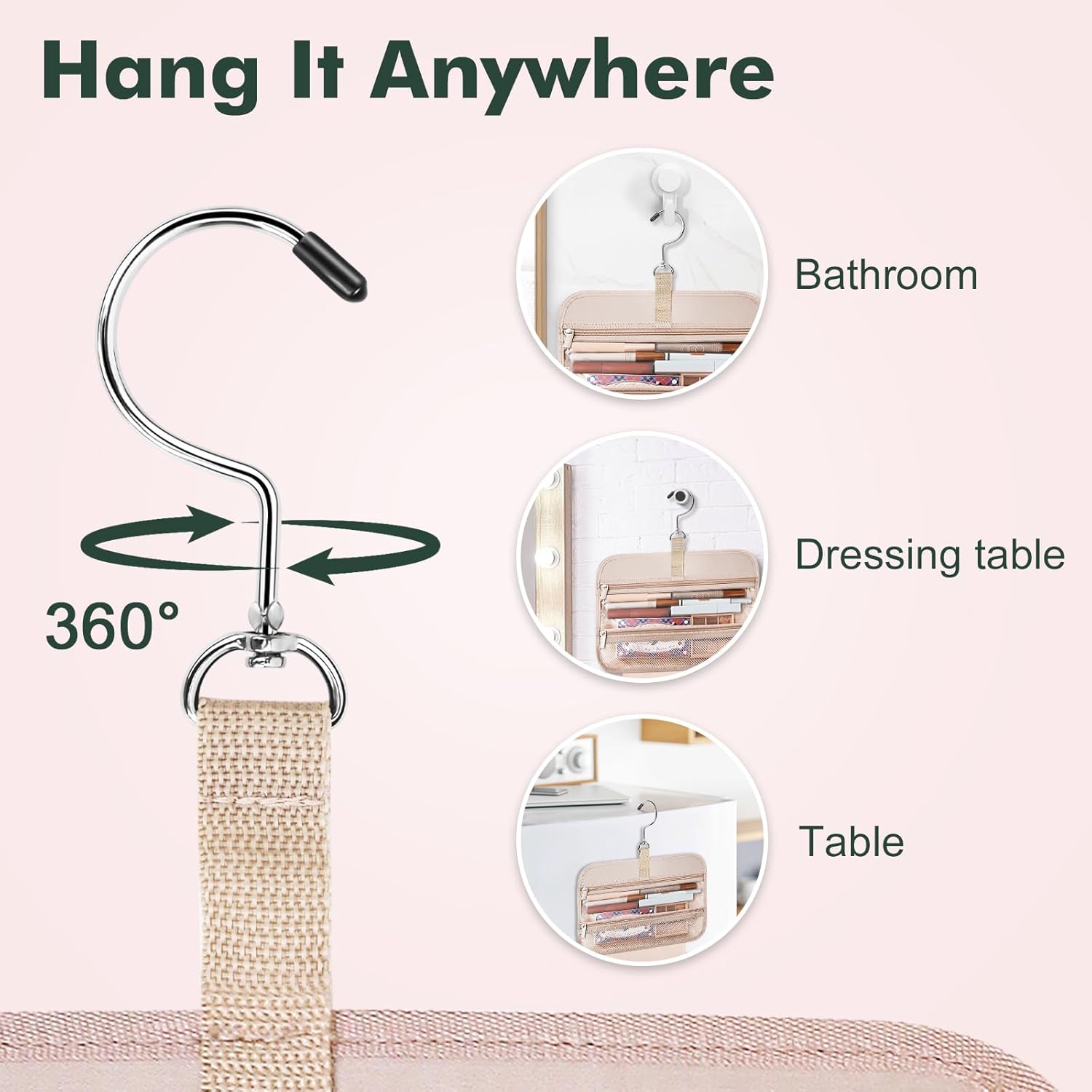 Wedama Toiletry Bag for Women, Large Cosmetic Travel Bag, Hanging Toiletry Bag for Bathroom, Thickened PVC Waterproof Travel Makeup Bag, Toiletries Bag for Travel Business Trips and Camping - Roamly