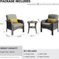 HOOOWOOO Patio Furniture Set,3 Pieces Outdoor Conversation Set,All Weather Wicker Bistro Set Yard Porch High Back Chairs Side Table,Dark Gray
