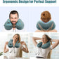 urophylla Compact Travel Neck Pillow for Airplanes, Super Soft Velvet Neck Support, Adjustable Firmness, Inflatable Plane Pillow for Long Flights, Road Trips, Travel Essentials with Eye Mask, Earplug