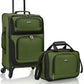 U.S. Traveler Lightweight Rolling 20" Carry On Luggage Softside Suitcase, Green, 4 Wheel