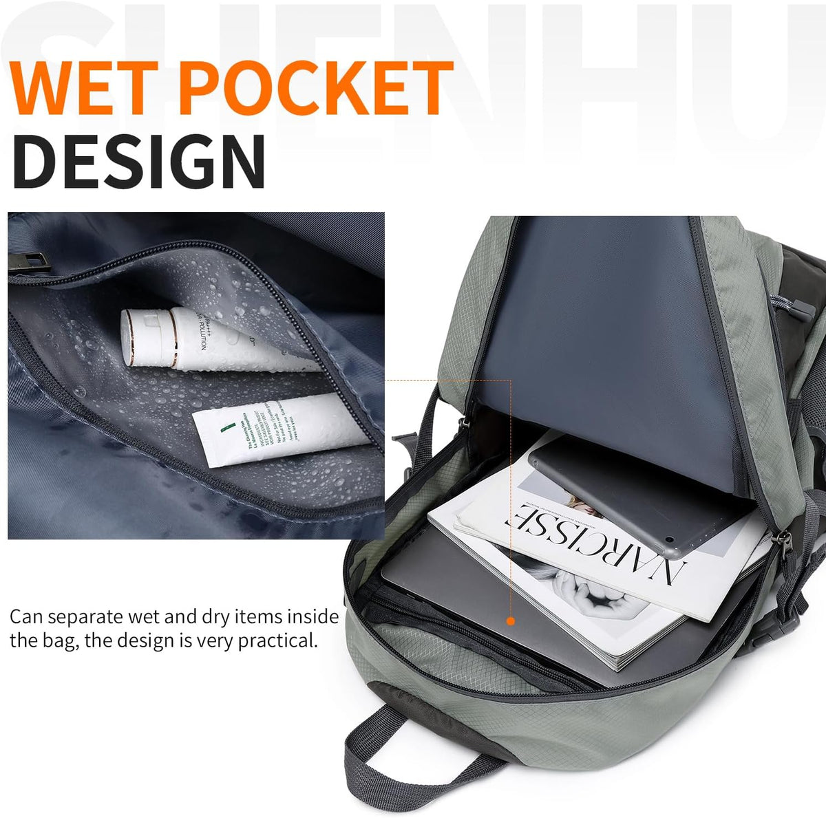 40L Hiking Backpack Lightweight Daypack Waterproof Travel Camping Backpack for Men Women Sport Packable - Roamly