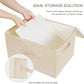 ANMINY Storage Bins with Zipper Lids 36 Qt Lidded Fabric Storage Boxes Baskets Cubes with Handles Collapsible Washable Cotton Linen Closet Shelf Clothes Organizer Containers - Beige, Large