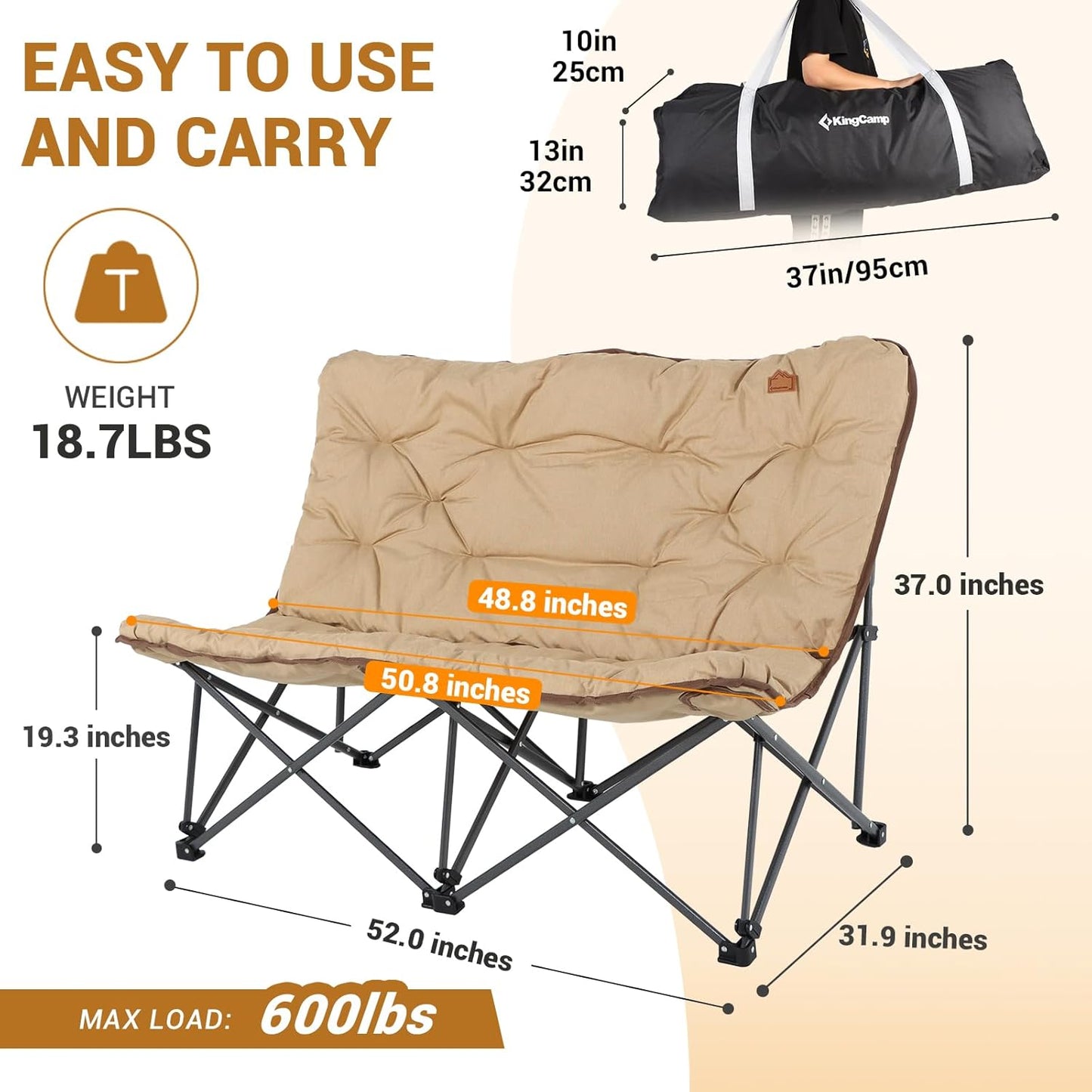 KingCamp Butterfly Chair Oversized XL Saucer Chair for Adults Padded Folding Comfy Camping Chairs for Teens Kids 300lbs Heavy Duty with High Back for Bedroom Living Room Dorm Rooms Outdoor Patio Lawn