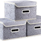 PRANDOM Collapsible Storage Boxes with Lids Fabric Decorative Storage Bins Cubes Organizer Containers Baskets with Cover Handles Divider for Bedroom Closet Living Room 9.8x7.9x6.7 Inch 3 Pack