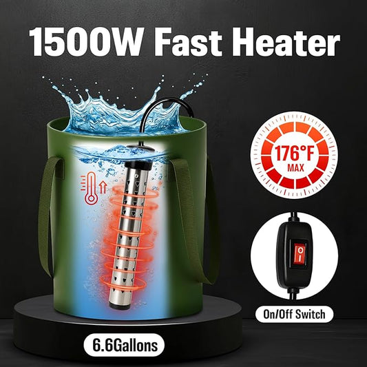 Portable Shower for Camping, 6000mAh Rechargeable Camp Shower Pump with Large Capacity Foldable Bucket, Filtered Shower Head, Outdoor Camping Shower Kit for Travel, Pet Bath, Car Washing