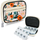 Serfeymi Weekly Travel Pill Organizer Pill Case for Purse with Removable 7 Day Pill Box, Fashionable Travel Medicine Organizer Pill Container for Medicine, Vitamin, Supplement - Bloom 01 + Pill Box