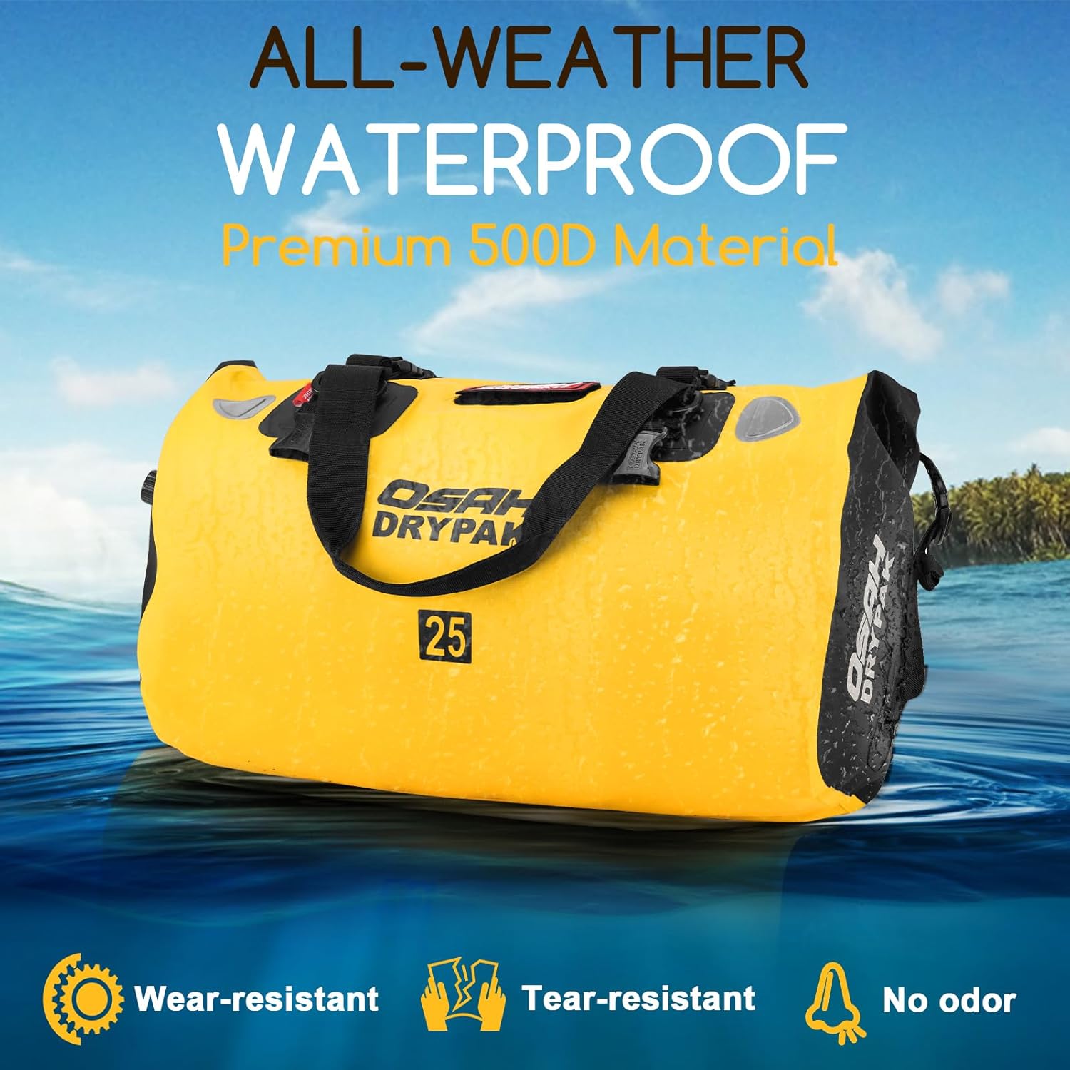 Waterproof Duffel Bag - Motorcycle Dry Bag Tail Bag with Large Storage Space, Waterproof Luggage Duffle Bags with Outer Mesh Zipper Pocket for Camping, Kayaking, Fishing & Traveling - Roamly