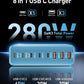 280W USB C Charger Block, 8-Port USB C Charging Station GaN III PD 65W Laptop Charger Adapter Compatible with MacBookPro/Air,DELL,iPad,Portable Charging Station for iPhone,Samsung Galaxy(Blue)