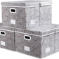 PRANDOM Extra Large Collapsible Storage Boxes with Lids Fabric Decorative Storage Bins Cubes Organizer Baskets with Cover Handles Divider for Bedroom Closet Living Room 19.7x15.7x11.6 Inch 3 Pack